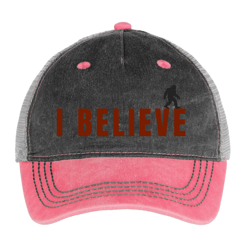 I Believe Pigment Dyed Trucker Hat R - washed pink / silver 