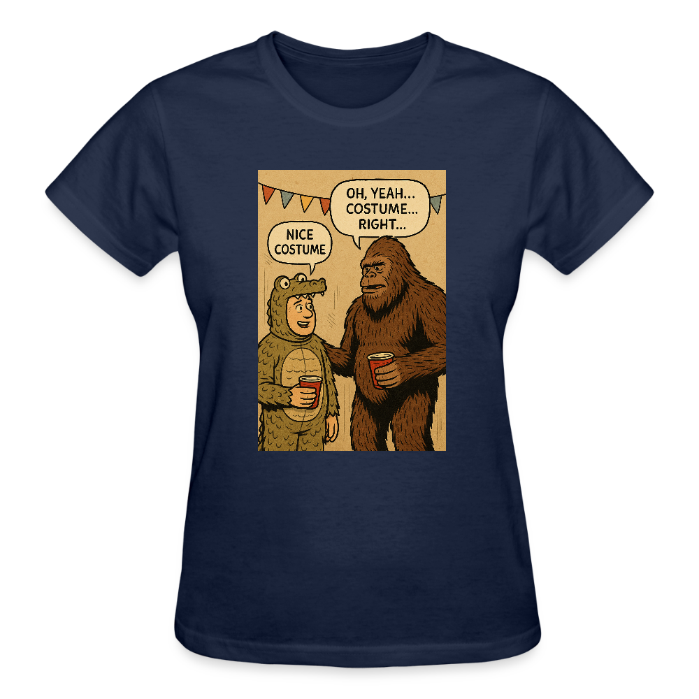 Bigfoot Costume Party Ladies T-Shirt - navy