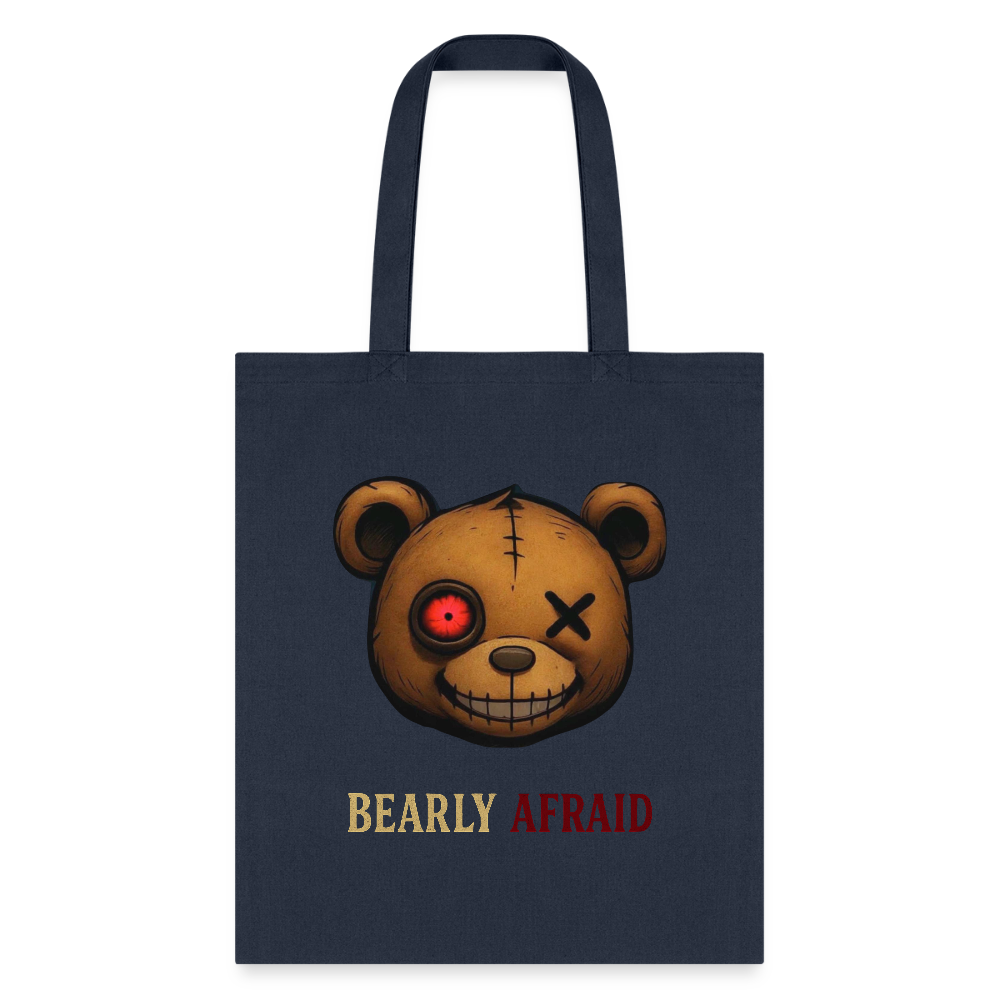 Bearly Afraid Tote Bag - navy