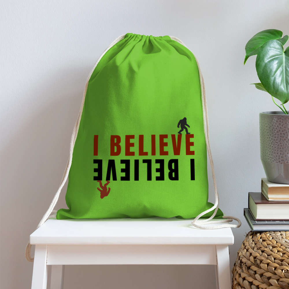 I Believe Cotton Drawstring Bag - clover