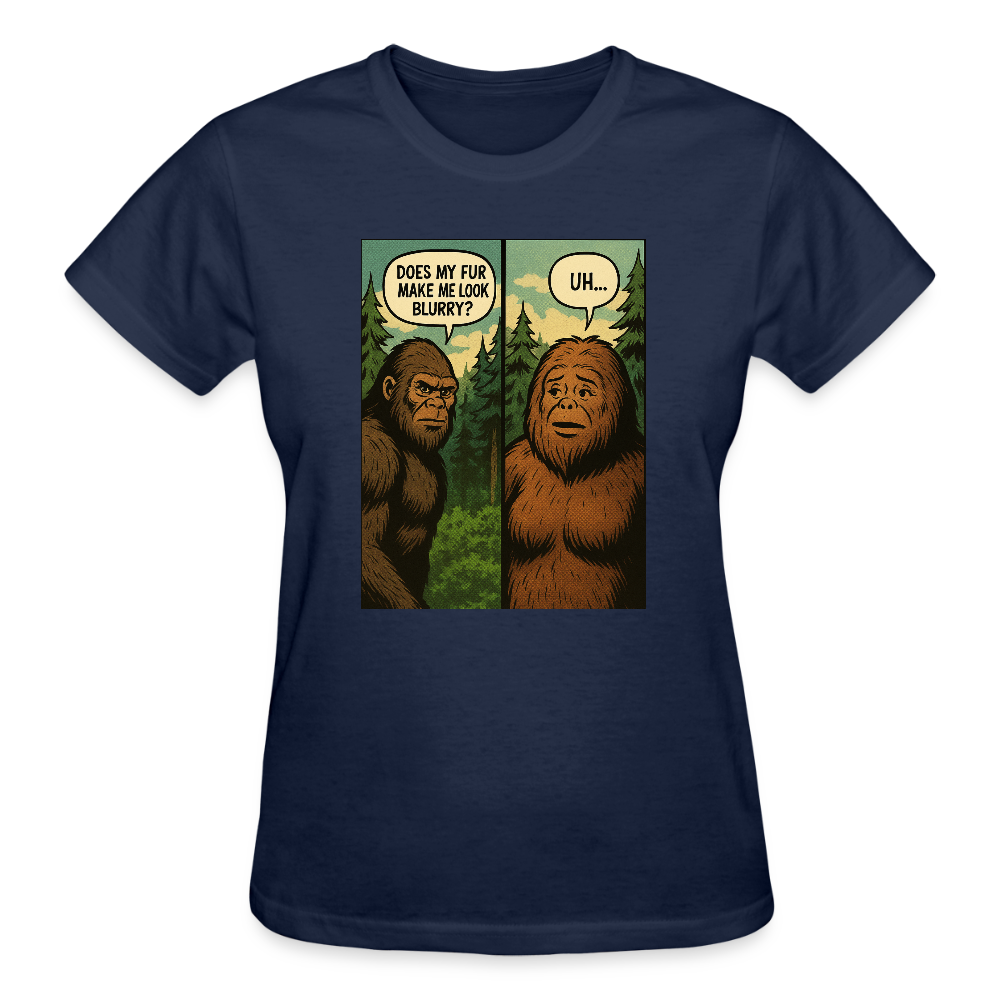 Comic Book Bigfoot Ladies T-Shirt - navy