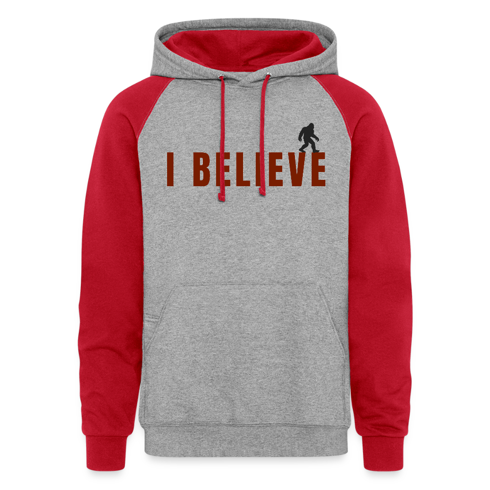 I Believe Colorblock Hoodie R - heather grey/red