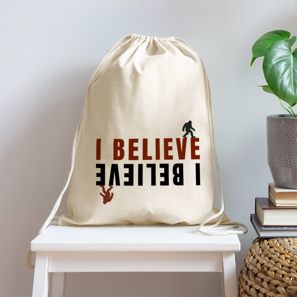I Believe Cotton Drawstring Bag - natural