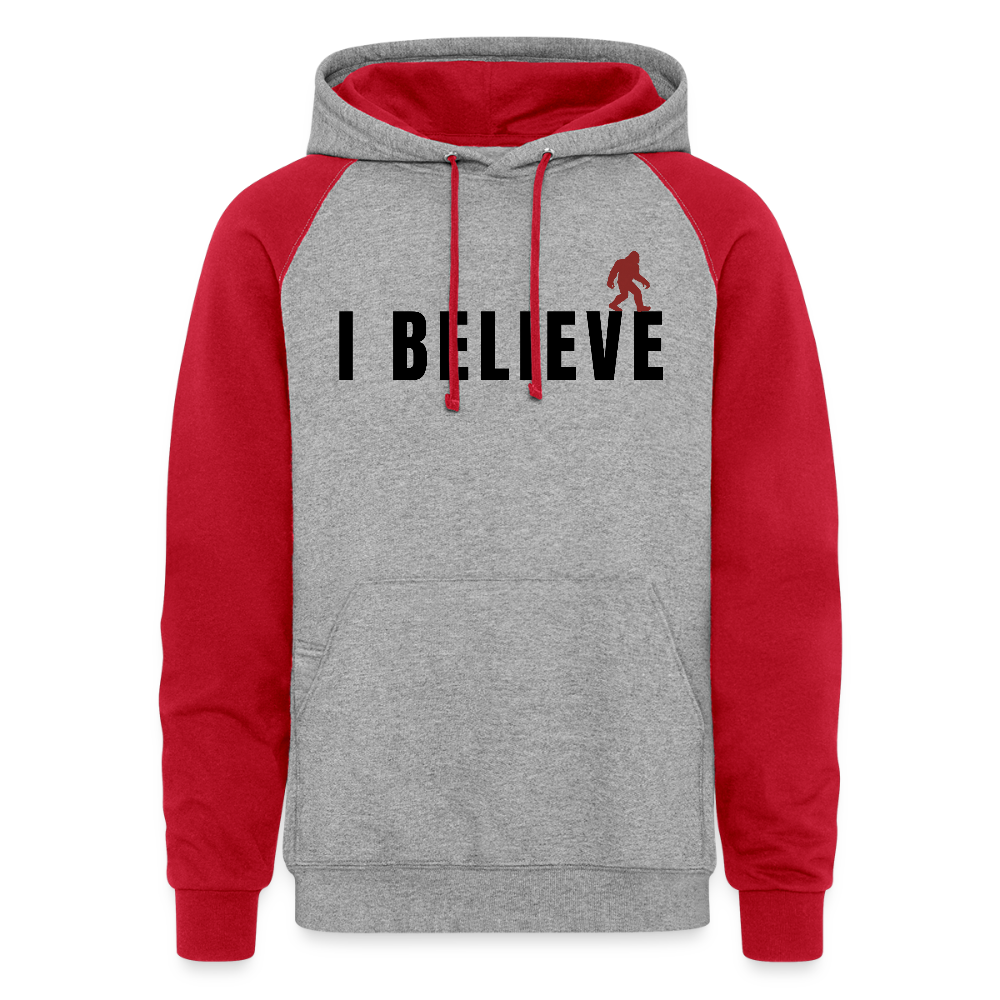 I Believe Colorblock Hoodie B - heather grey/red