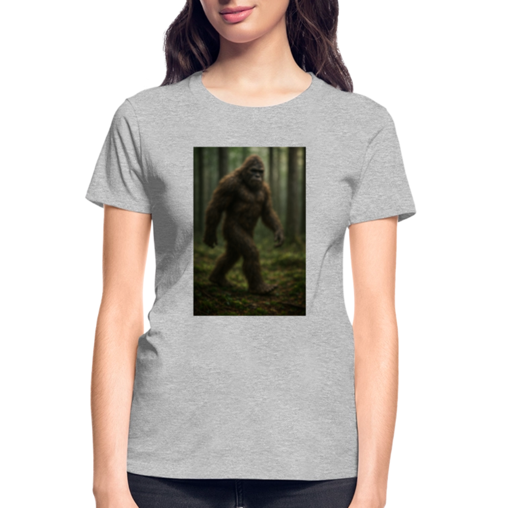Blurry Bigfoot Ladies T-Shirt - heather gray