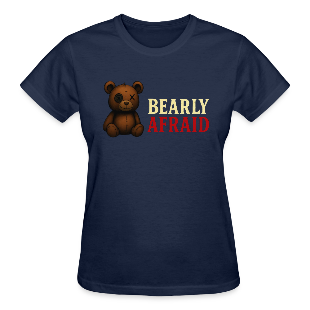 Bearly Afraid "Classic" Ladies T-Shirt - navy
