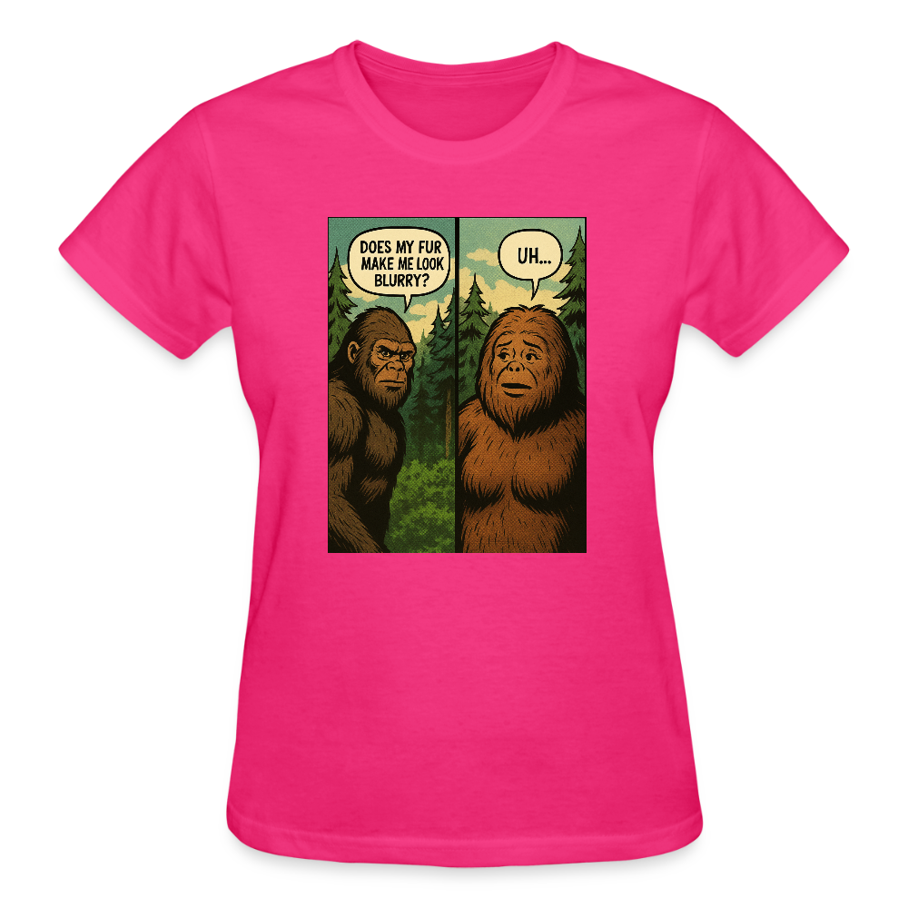 Comic Book Bigfoot Ladies T-Shirt - fuchsia
