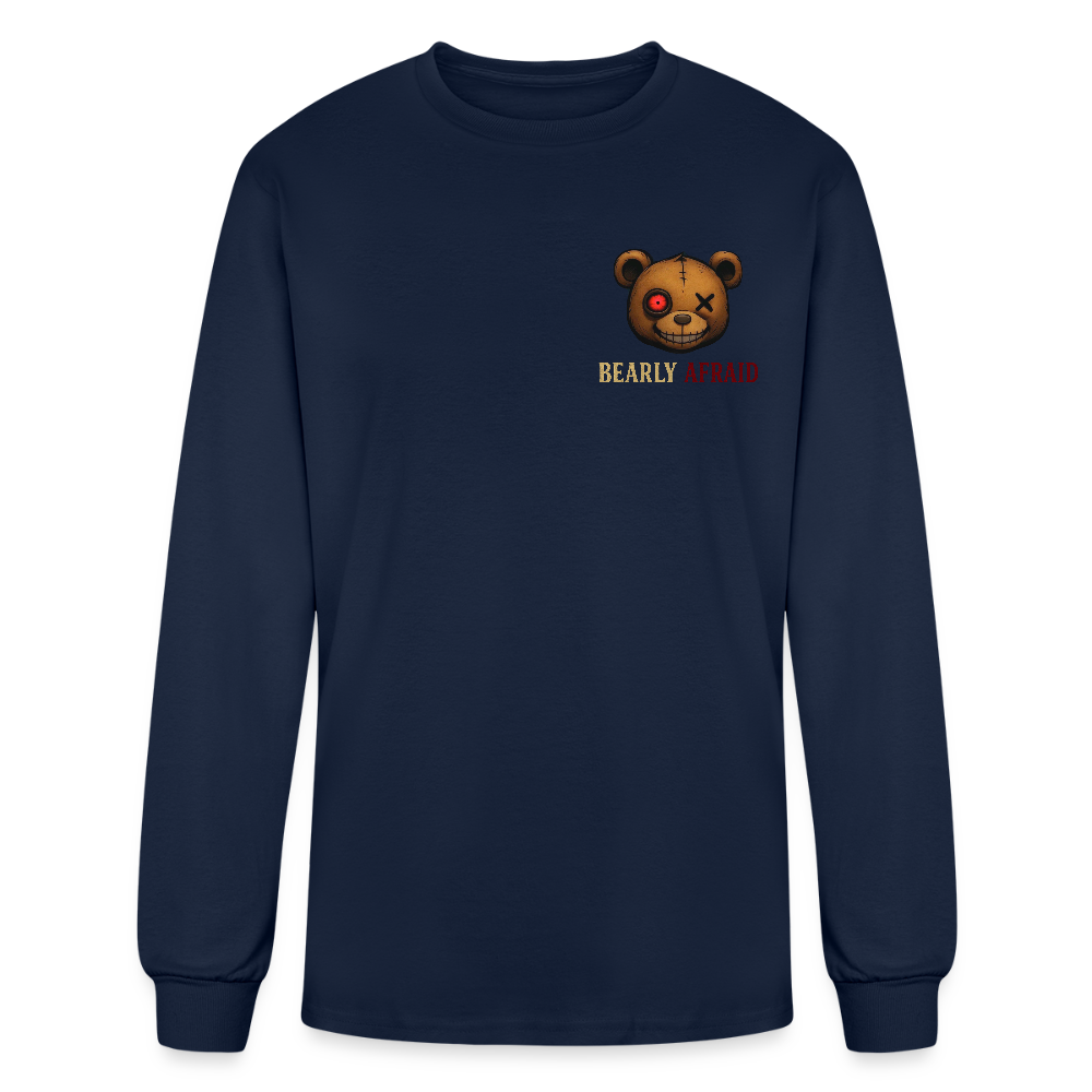 Bearly Afraid Men's Long Sleeve T-Shirt - navy