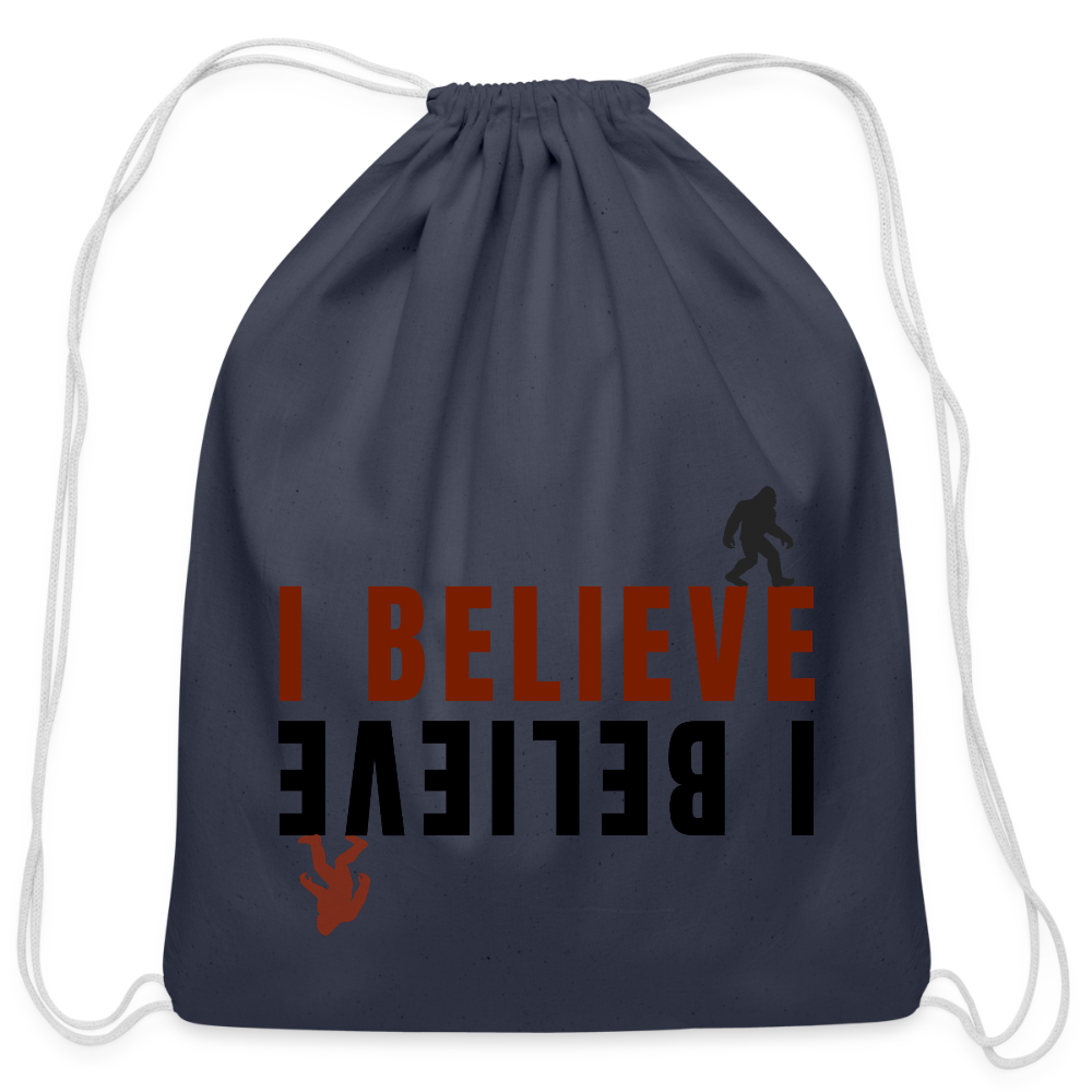 I Believe Cotton Drawstring Bag - navy