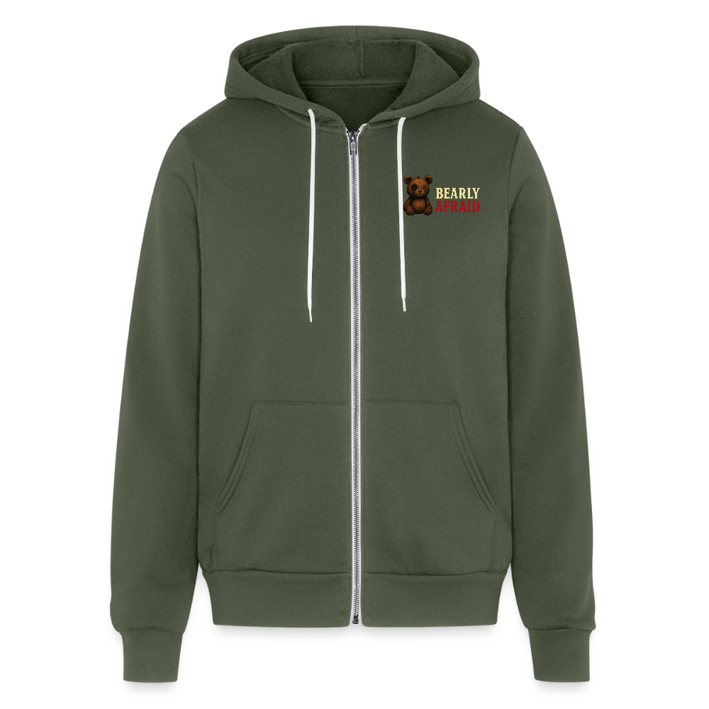 Bearly Afraid Bella Canvas Full Zip Hoodie - military green
