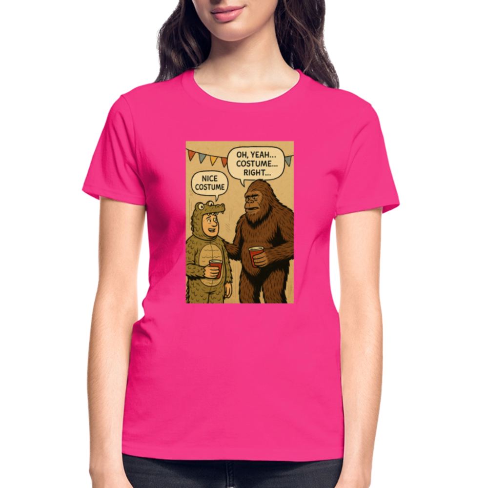 Bigfoot Costume Party Ladies T-Shirt - fuchsia