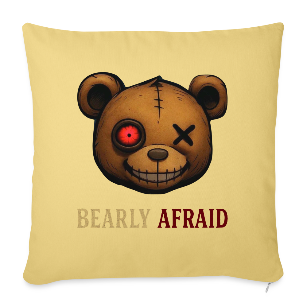 Bearly Afraid Throw Pillow Cover 18” x 18” - washed yellow