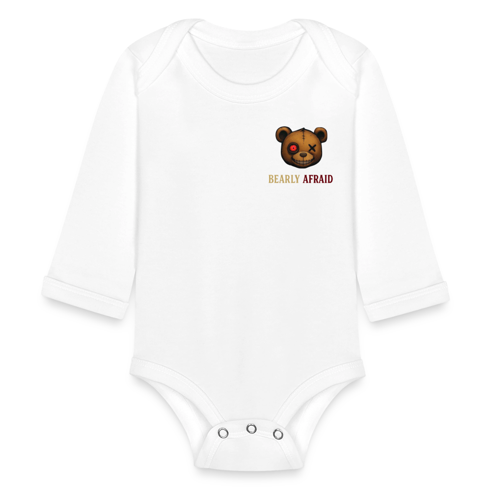 Bearly Afraid Organic Long Sleeve Baby Bodysuit - white