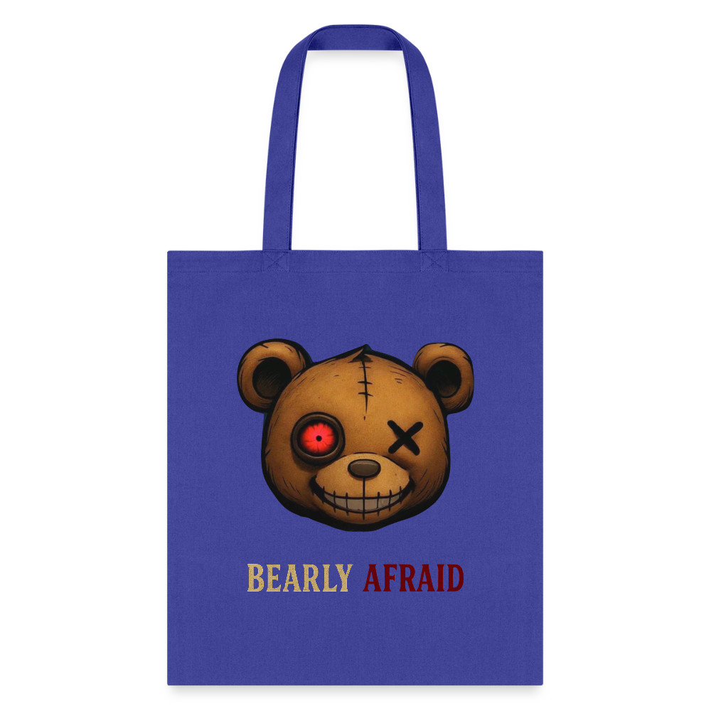 Bearly Afraid Tote Bag - royal blue