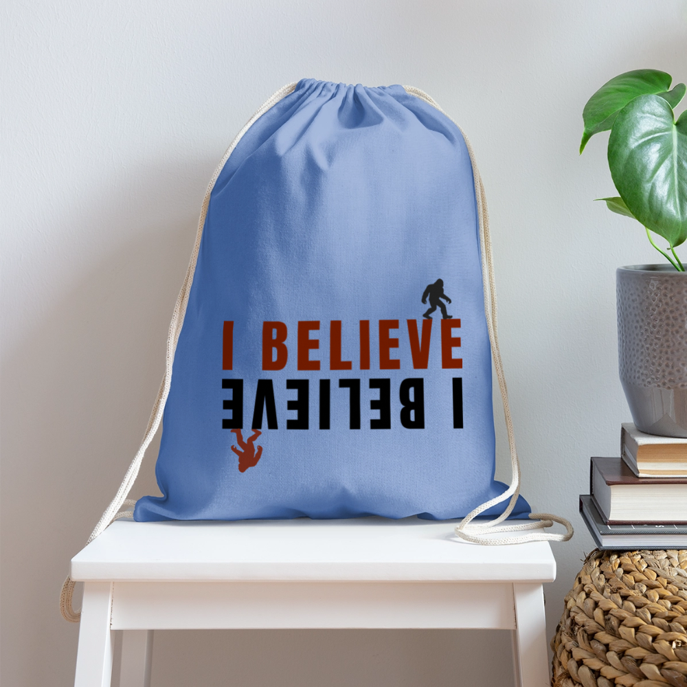 I Believe Cotton Drawstring Bag - carolina blue