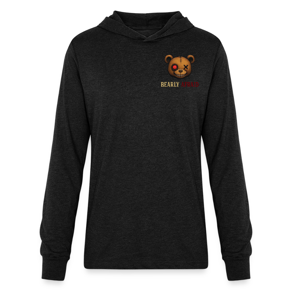 Bearly Afraid Bella Canvas Unisex Long Sleeve Hoodie Shirt - heather black