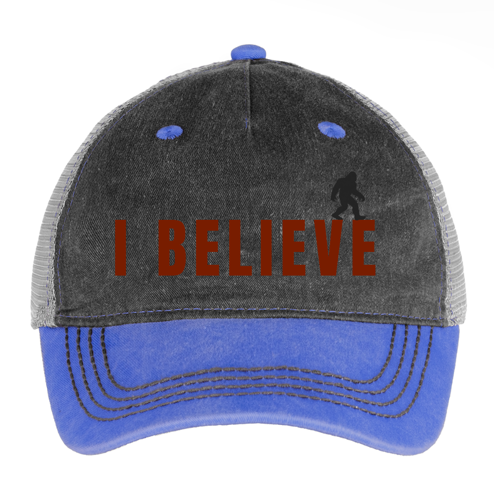 I Believe Pigment Dyed Trucker Hat R - washed blue / silver