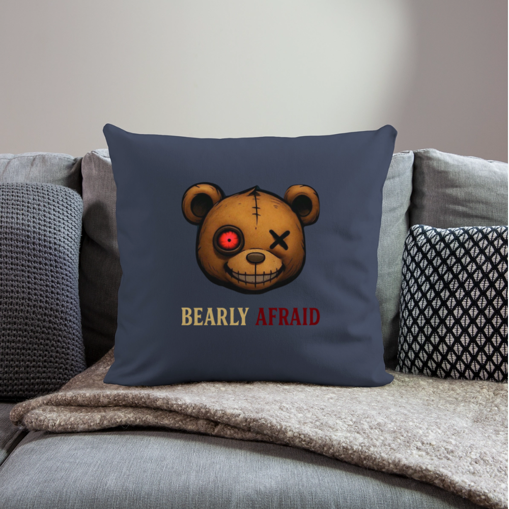 Bearly Afraid Throw Pillow Cover 18” x 18” - navy