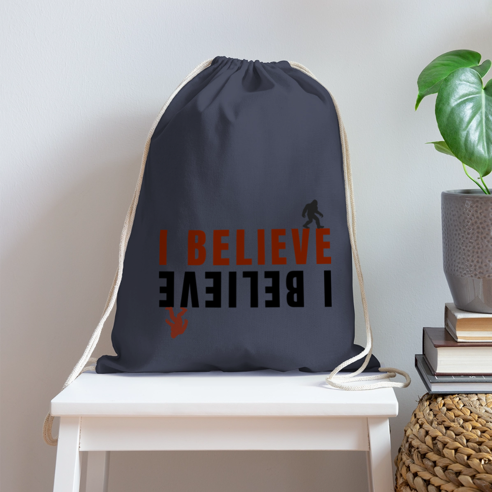 I Believe Cotton Drawstring Bag - navy
