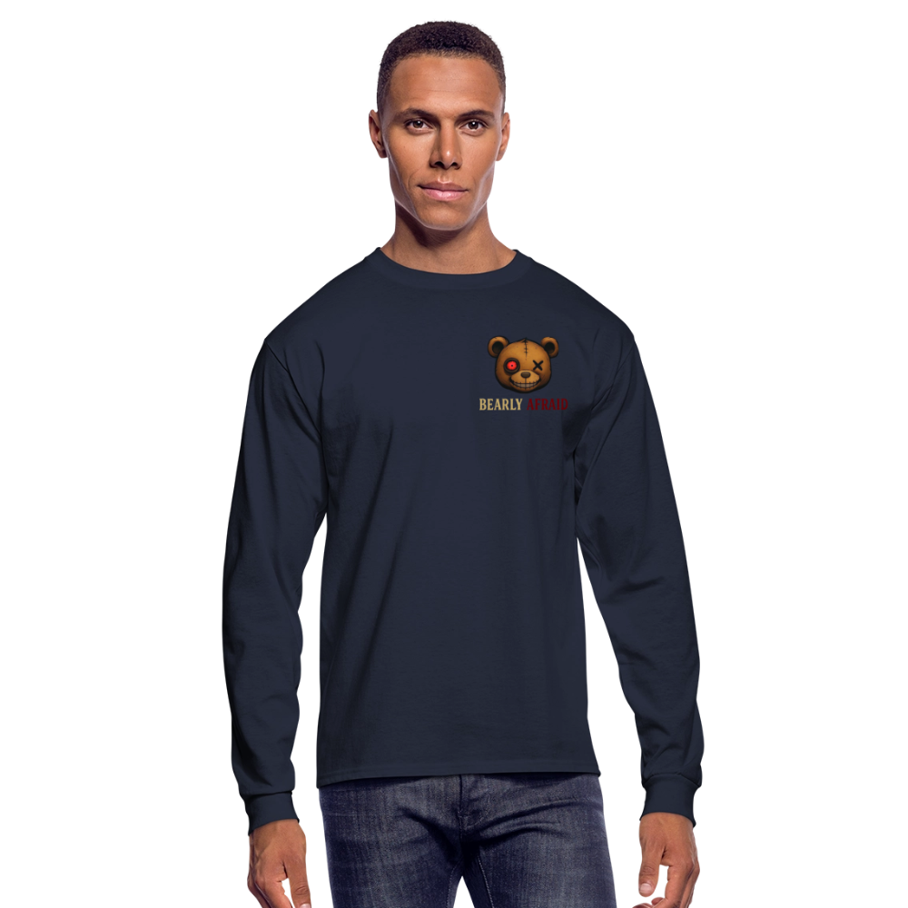 Bearly Afraid Men's Long Sleeve T-Shirt - navy