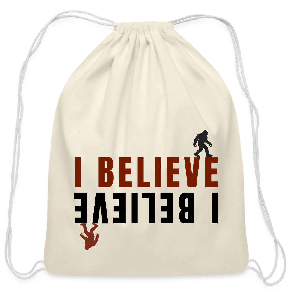 I Believe Cotton Drawstring Bag - natural