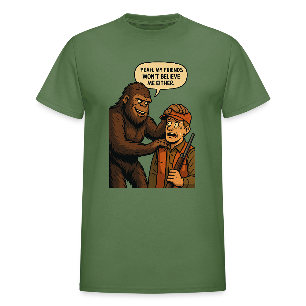 Bigfoot And His New Friend Men's T-Shirt - military green
