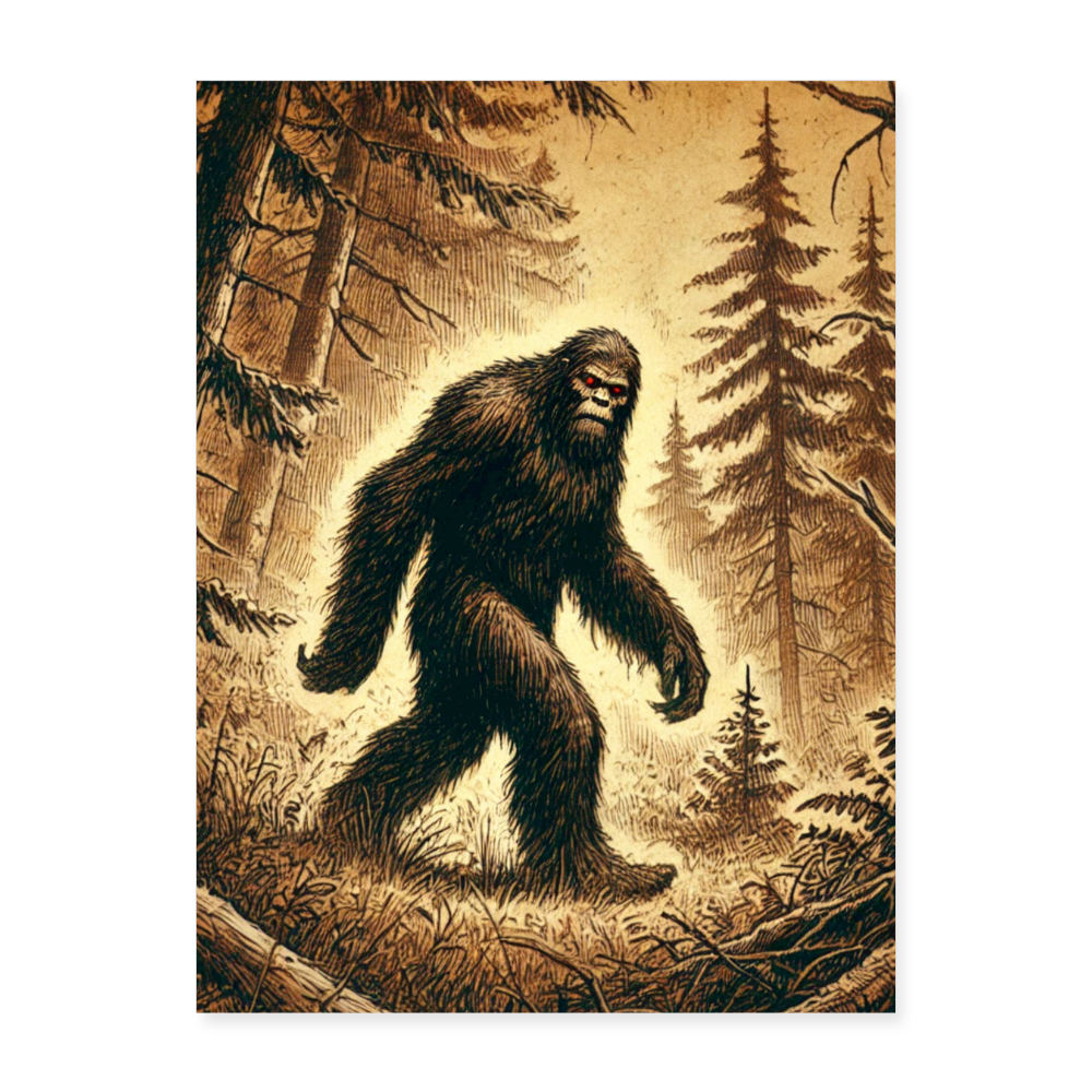 Bigfoot Sketch Poster 18x24 - white