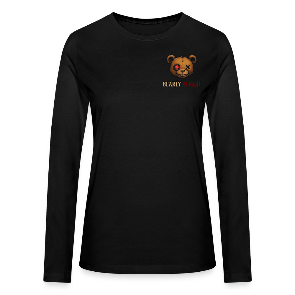 Bearly Afraid Bella Canvas Women's Long Sleeve T-Shirt - black