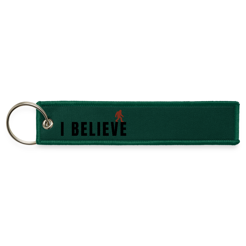 I Believe Jet Tag Keychain - hunter green