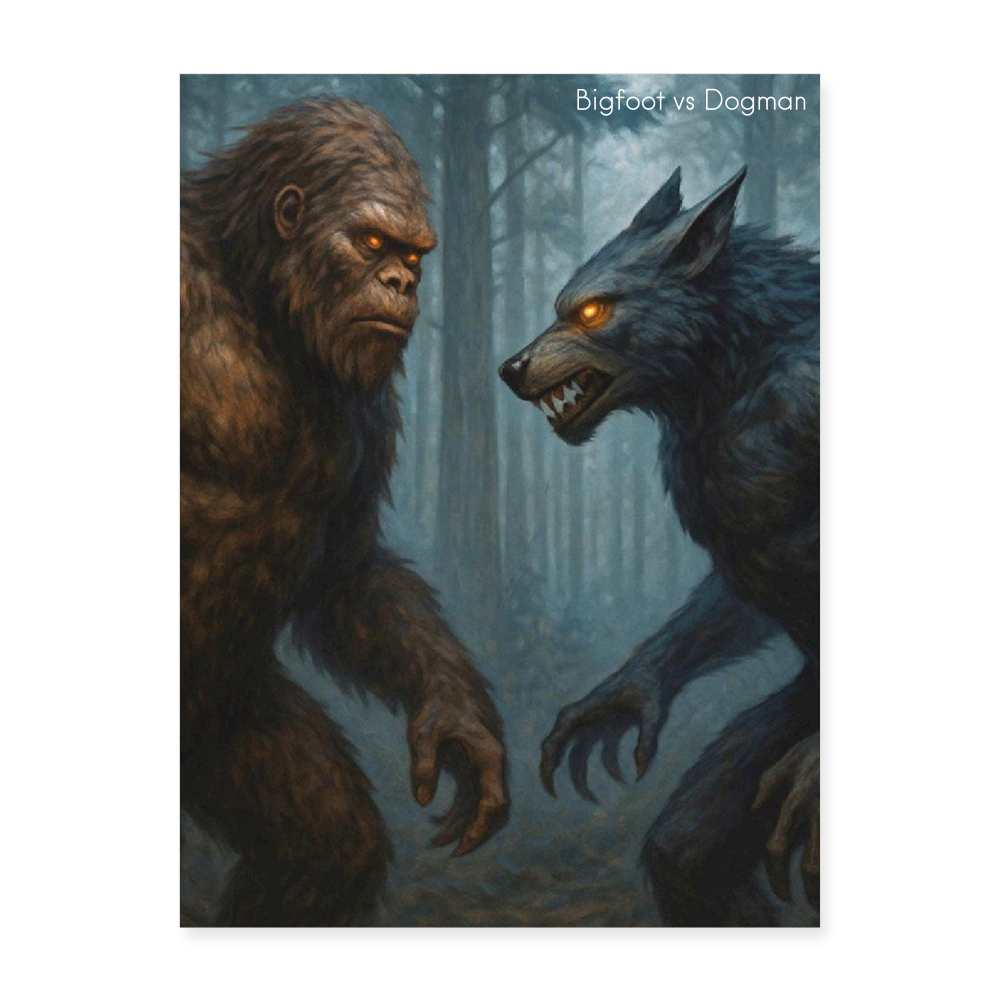 Bigfoot Vs Dogman Poster 18x24 - white