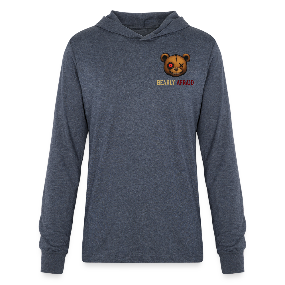 Bearly Afraid Bella Canvas Unisex Long Sleeve Hoodie Shirt - heather navy