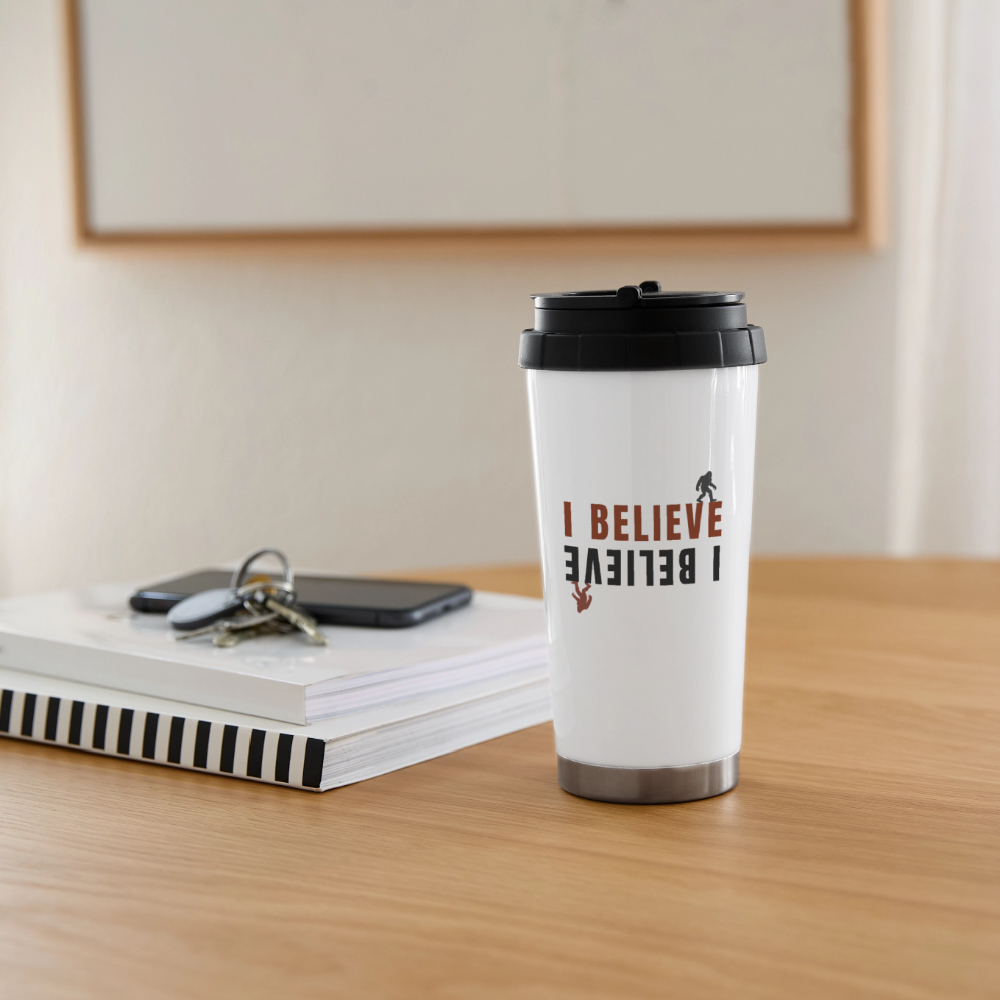 I Believe 16 oz Travel Mug - white
