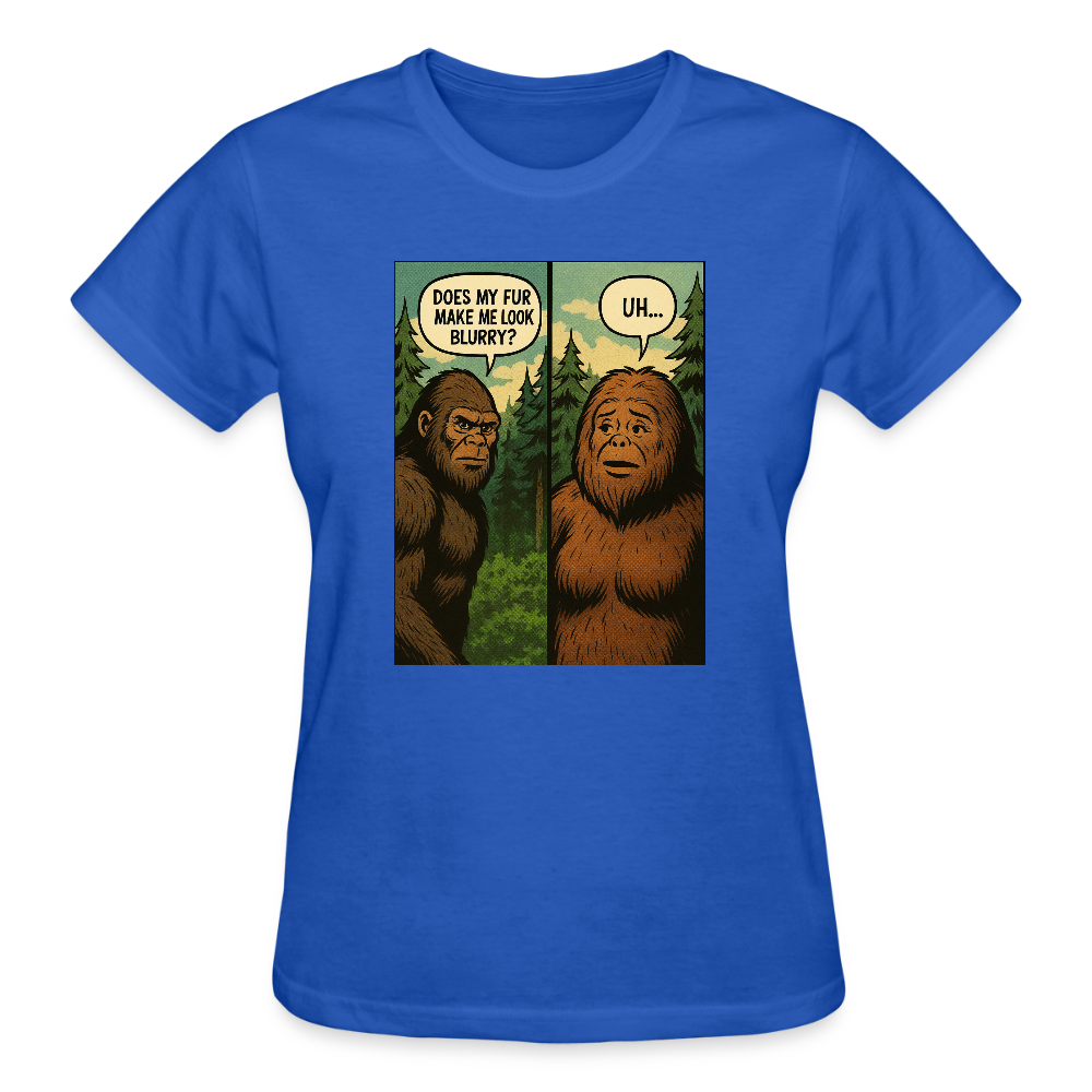 Comic Book Bigfoot Ladies T-Shirt - royal blue