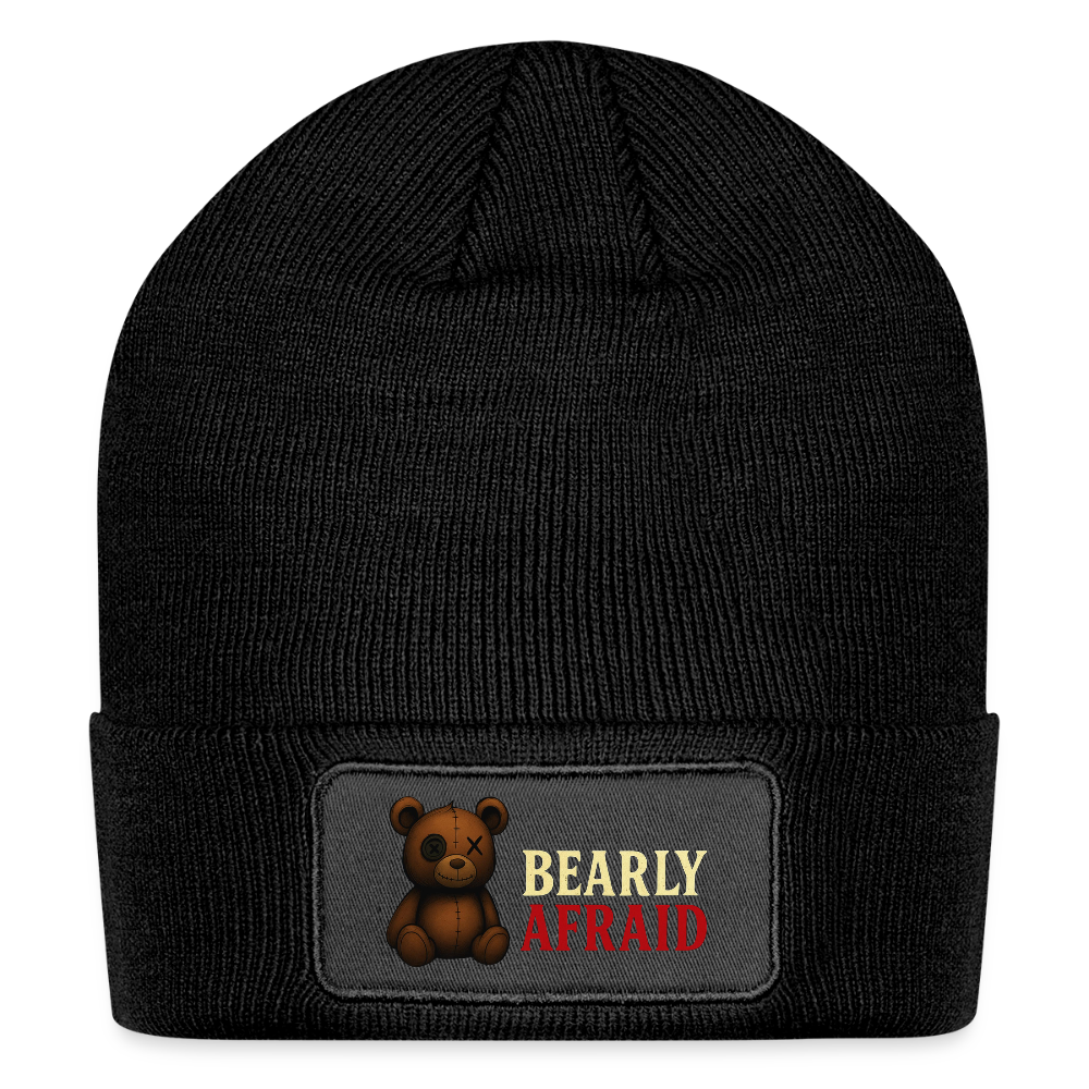 Bearly Afraid Patch Beanie - black