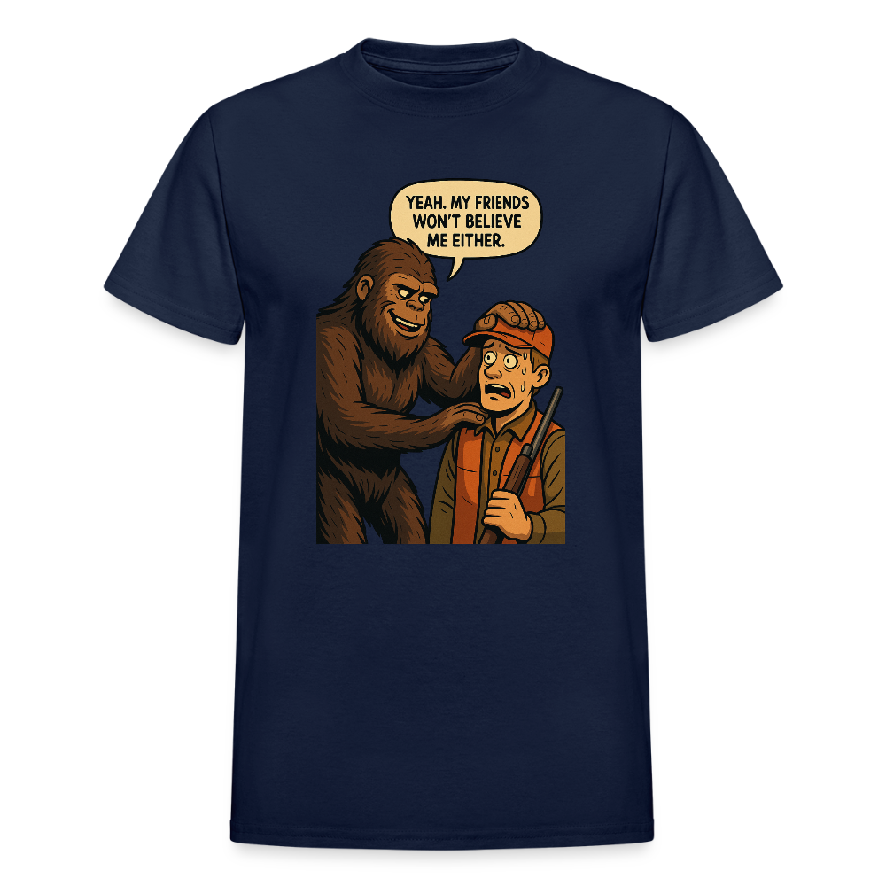 Bigfoot And His New Friend Men's T-Shirt - navy