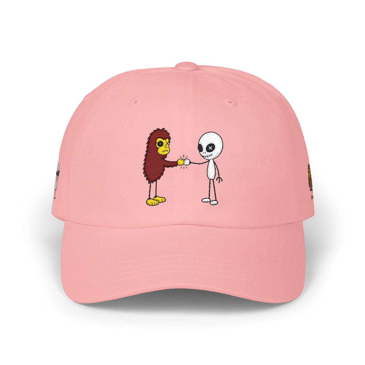 Stick Figure Cryptid Fist Bump Embroidered Cap