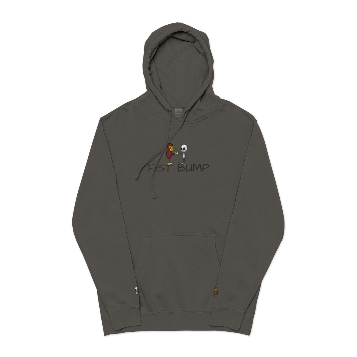Stick Figure Fist Bump Pigment-Dyed Hoodie
