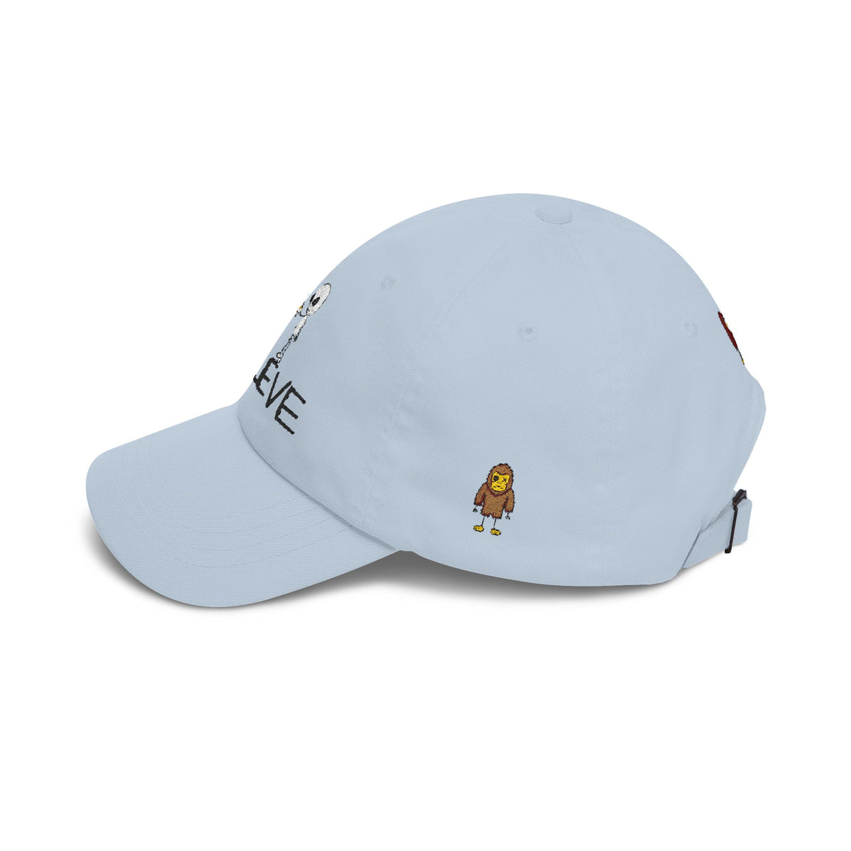 Stick Figure Alien Believe Embroidered Cap