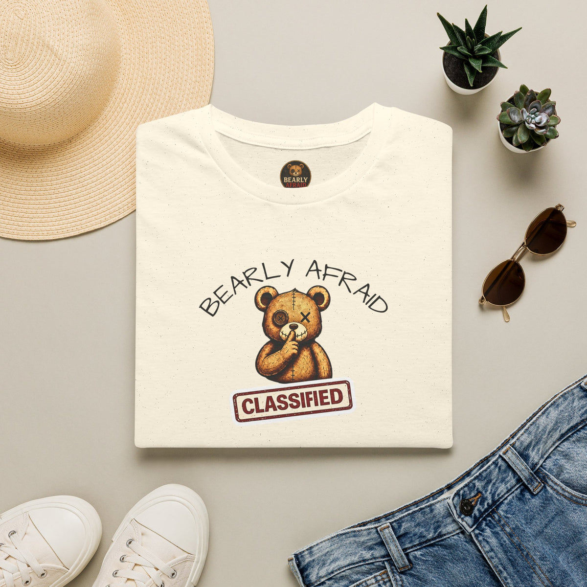 Bearly Afraid Retro Classified Tee