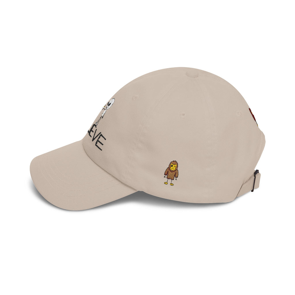 Stick Figure Alien Believe Embroidered Cap