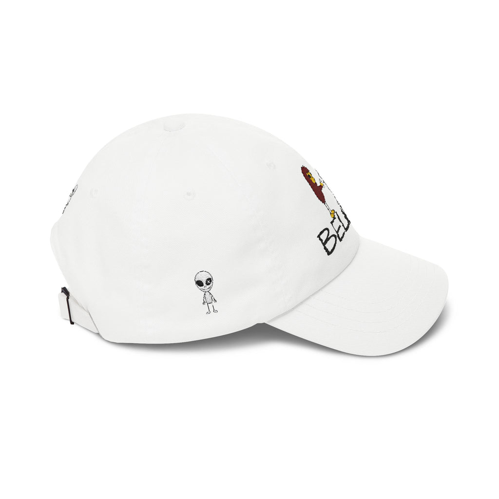 Stick Figure Alien Believe Embroidered Cap