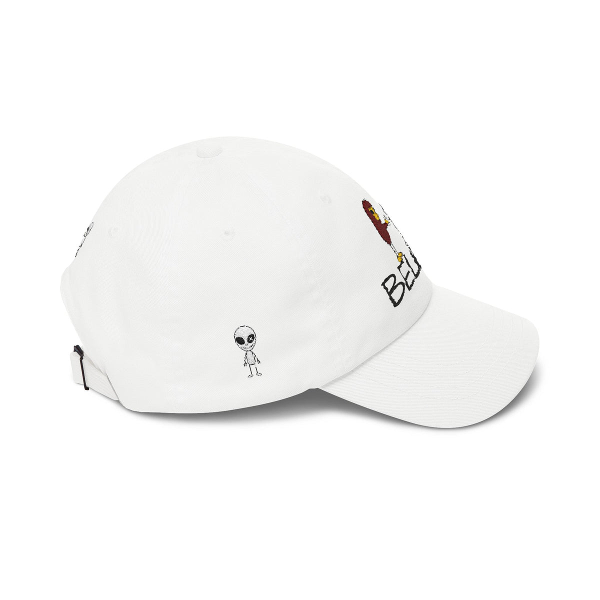 Stick Figure Alien Believe Embroidered Cap