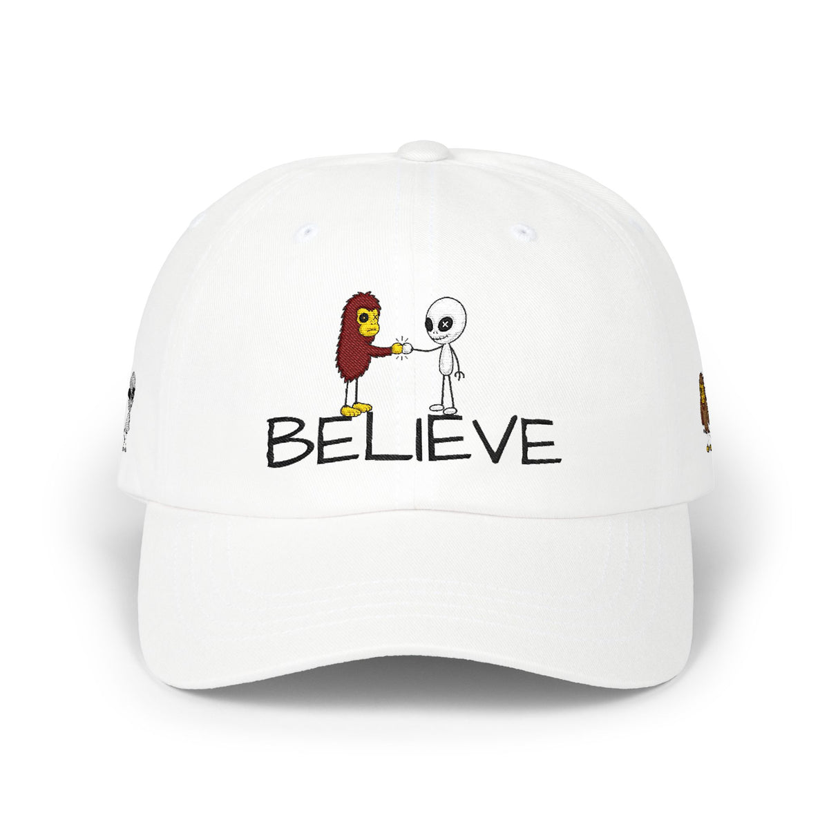 Stick Figure Alien Believe Embroidered Cap