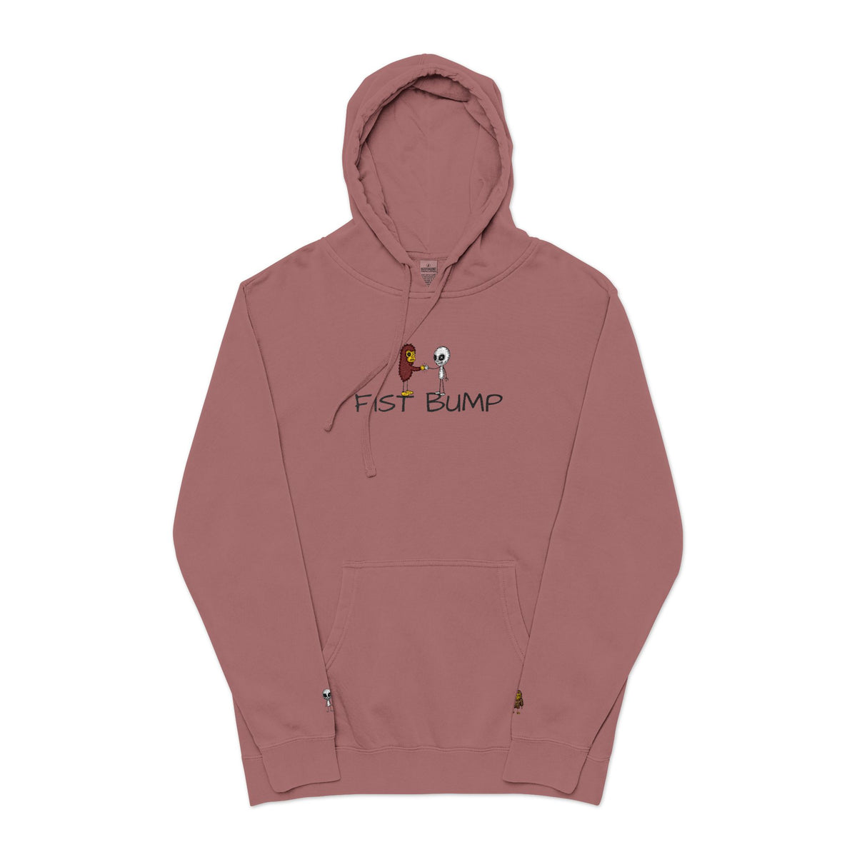 Stick Figure Fist Bump Pigment-Dyed Hoodie