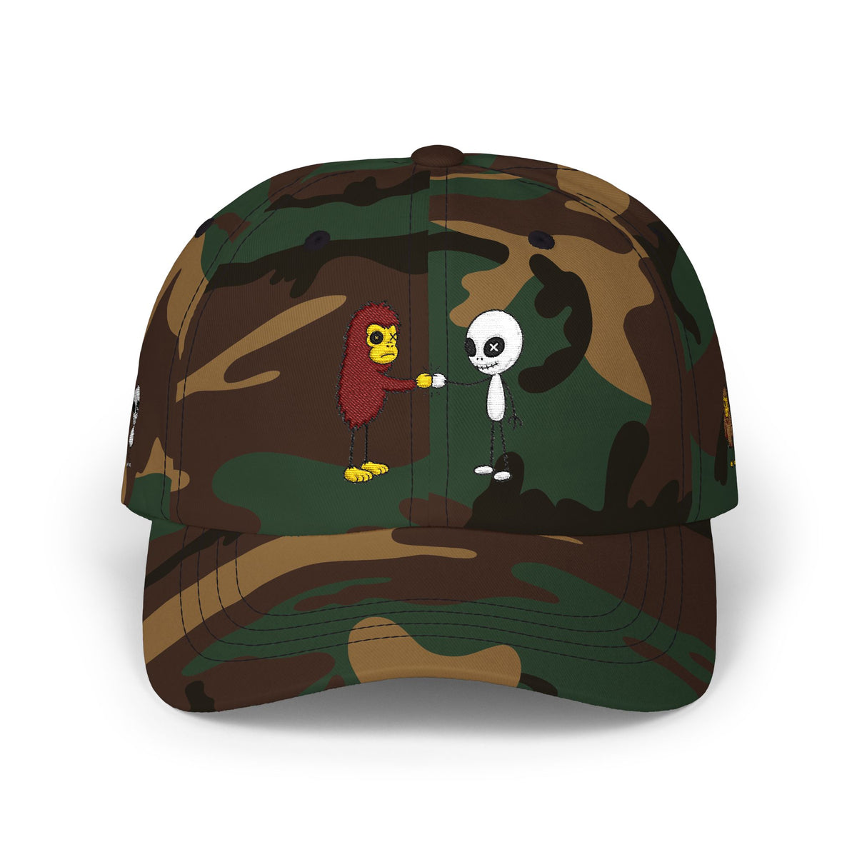 Stick Figure Cryptid Fist Bump Embroidered Cap