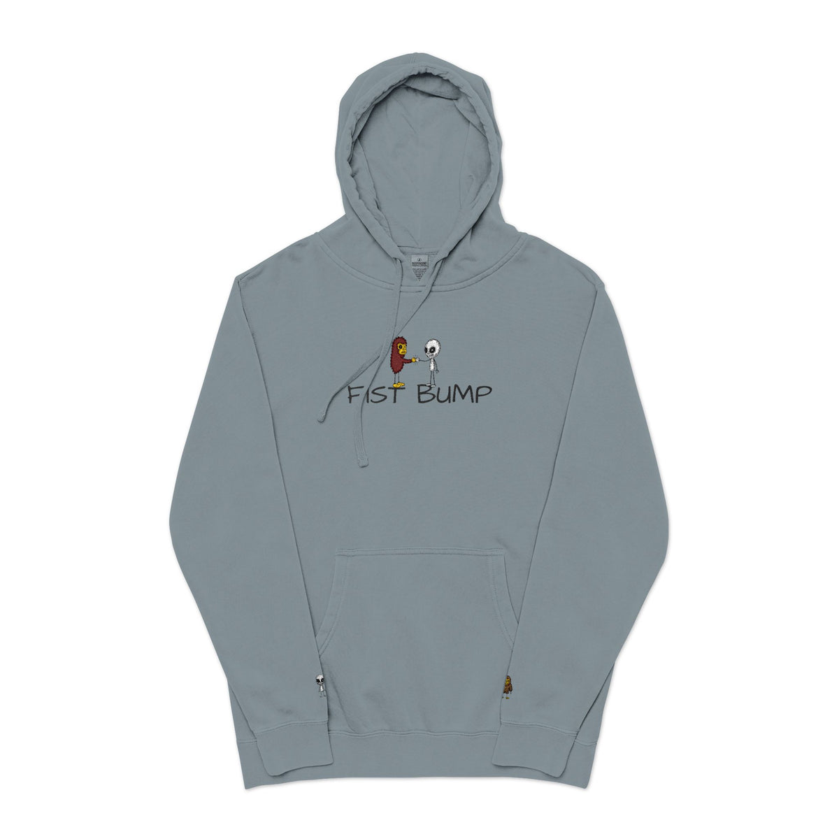 Stick Figure Fist Bump Pigment-Dyed Hoodie