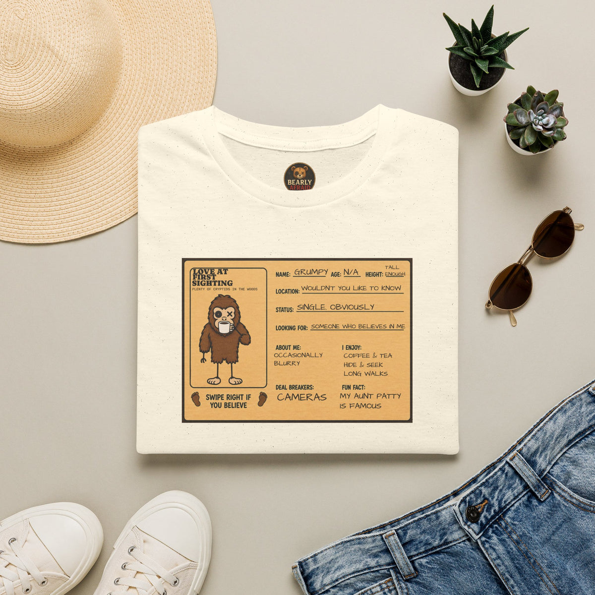 Grumpy Sasquatch Dating Profile Tee