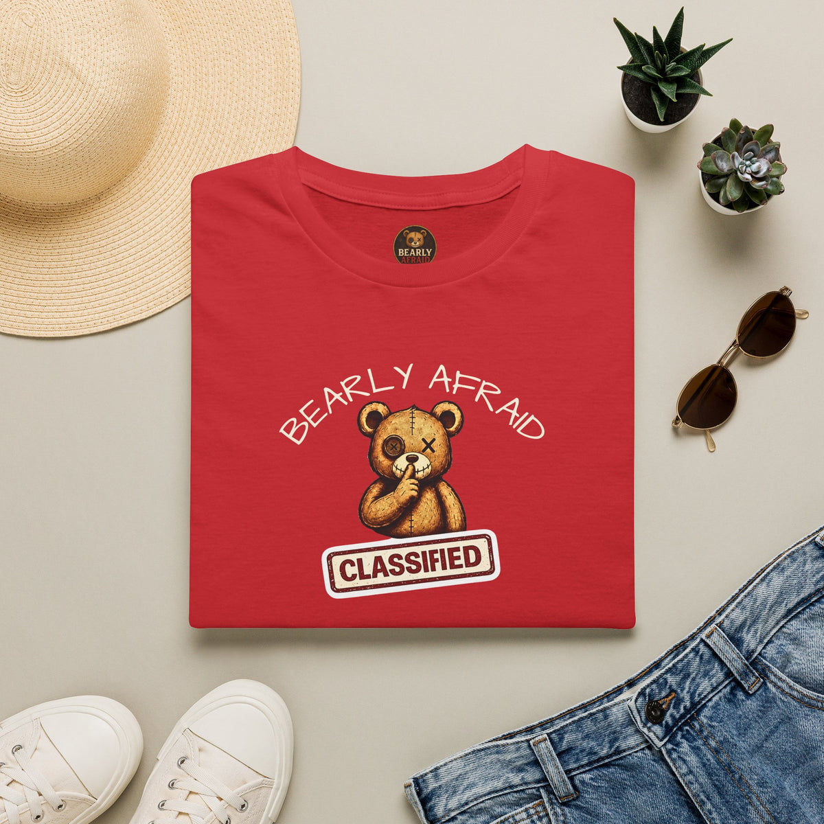 Bearly Afraid Retro Classified Tee
