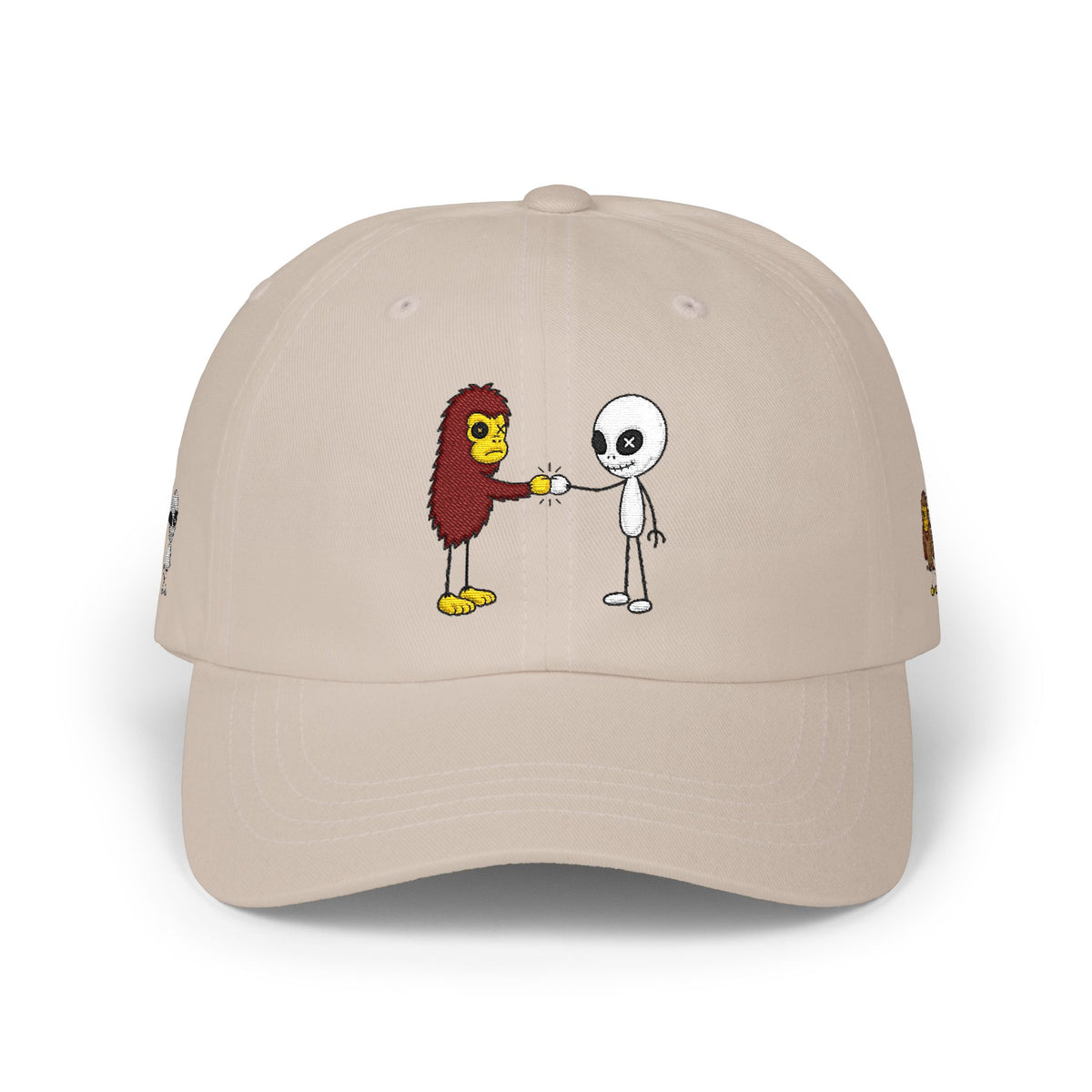 Stick Figure Cryptid Fist Bump Embroidered Cap