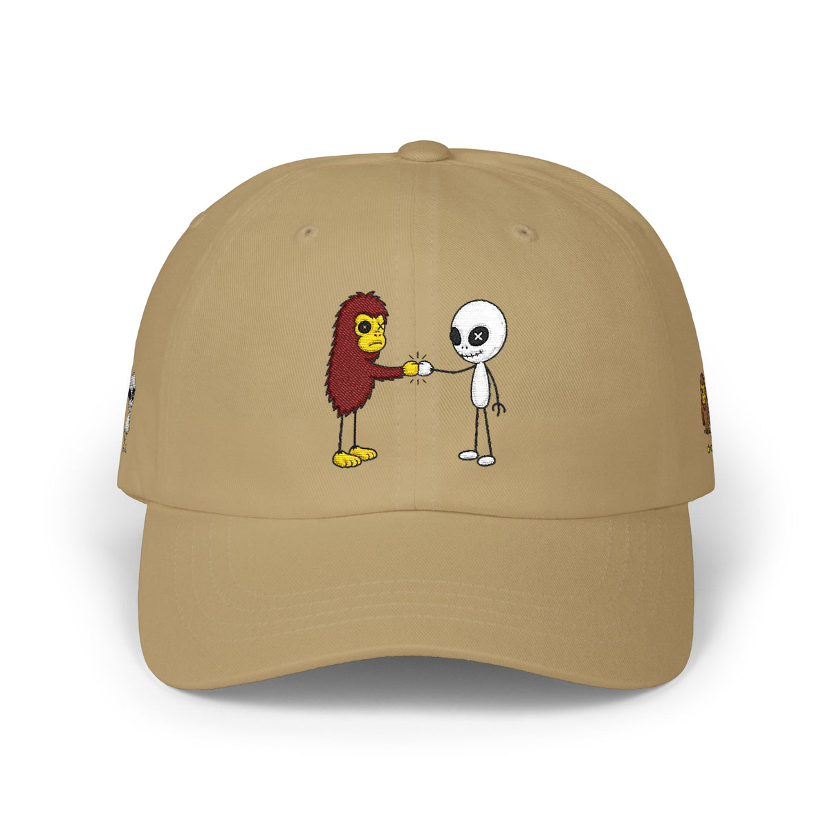 Stick Figure Cryptid Fist Bump Embroidered Cap